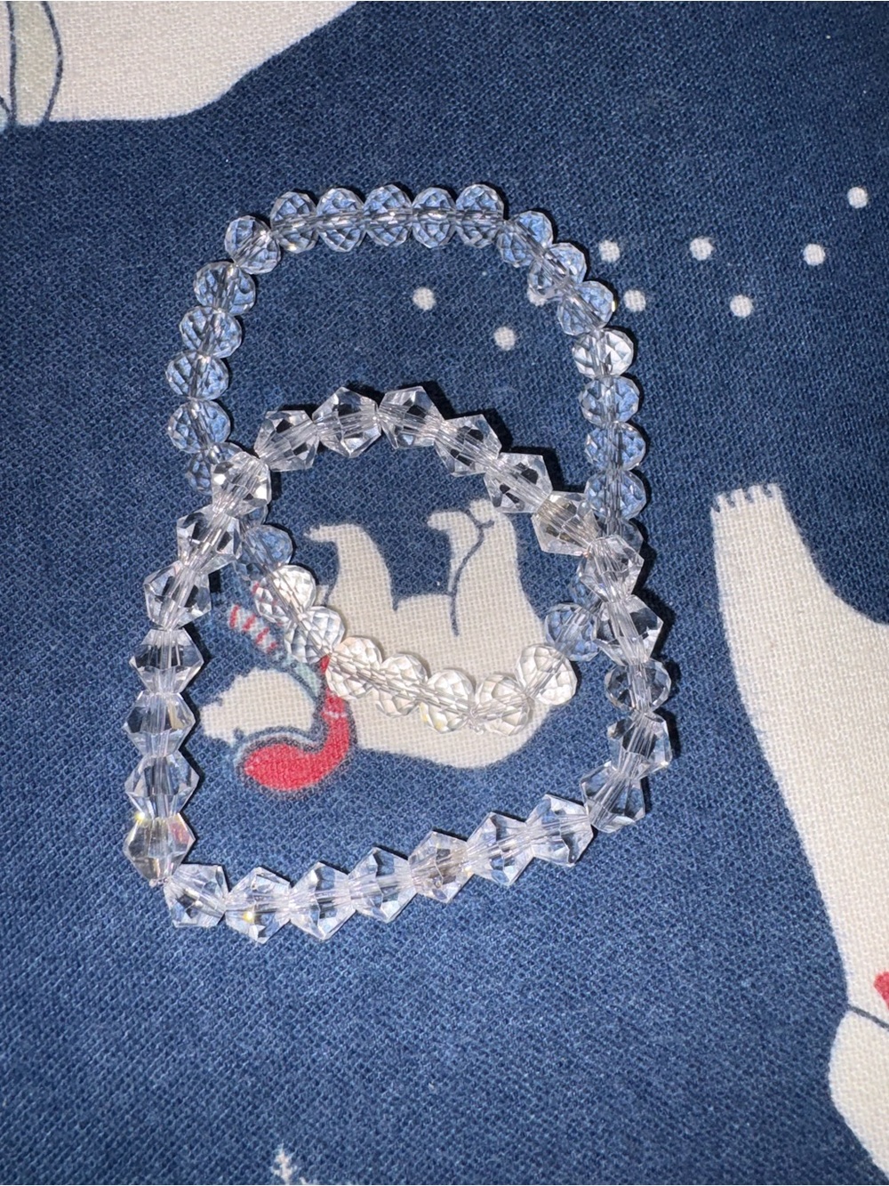 Clear Crystal Stretch Beaded Bracelets - Set of 2